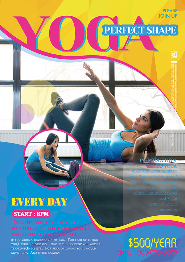 Poster bài tập yoga tại nhà file PSD mẫu J1