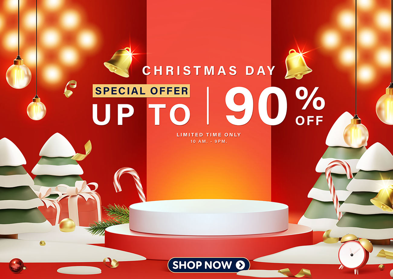 Banner sale 90% ngày lễ noel file EPS