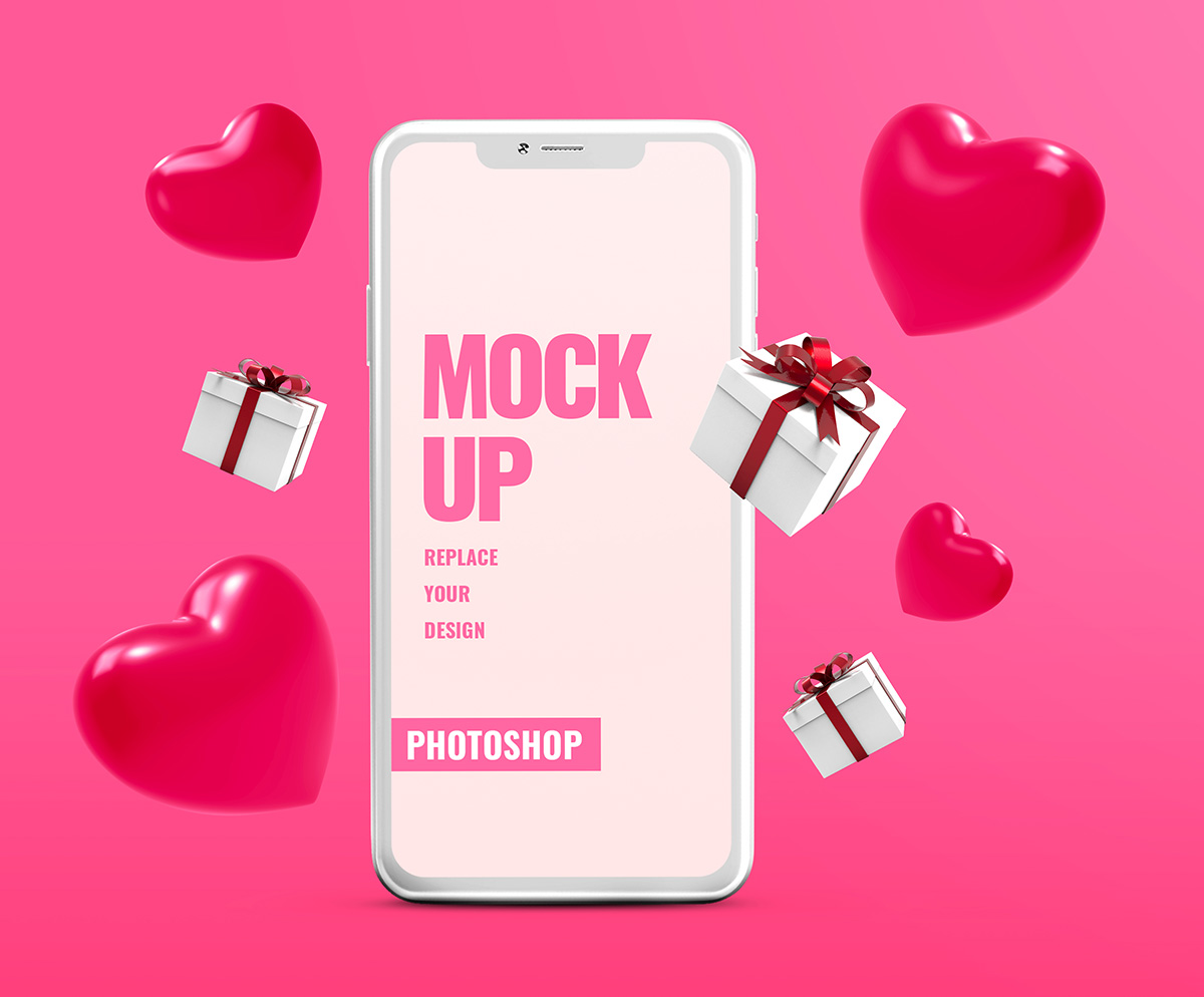 Mockup ngày lễ tình nhân lãng mạn file PSD mẫu BV182