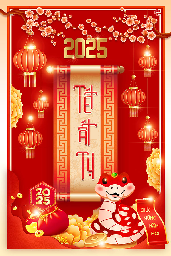 Poster tết 2025 file PSD mẫu 25R527