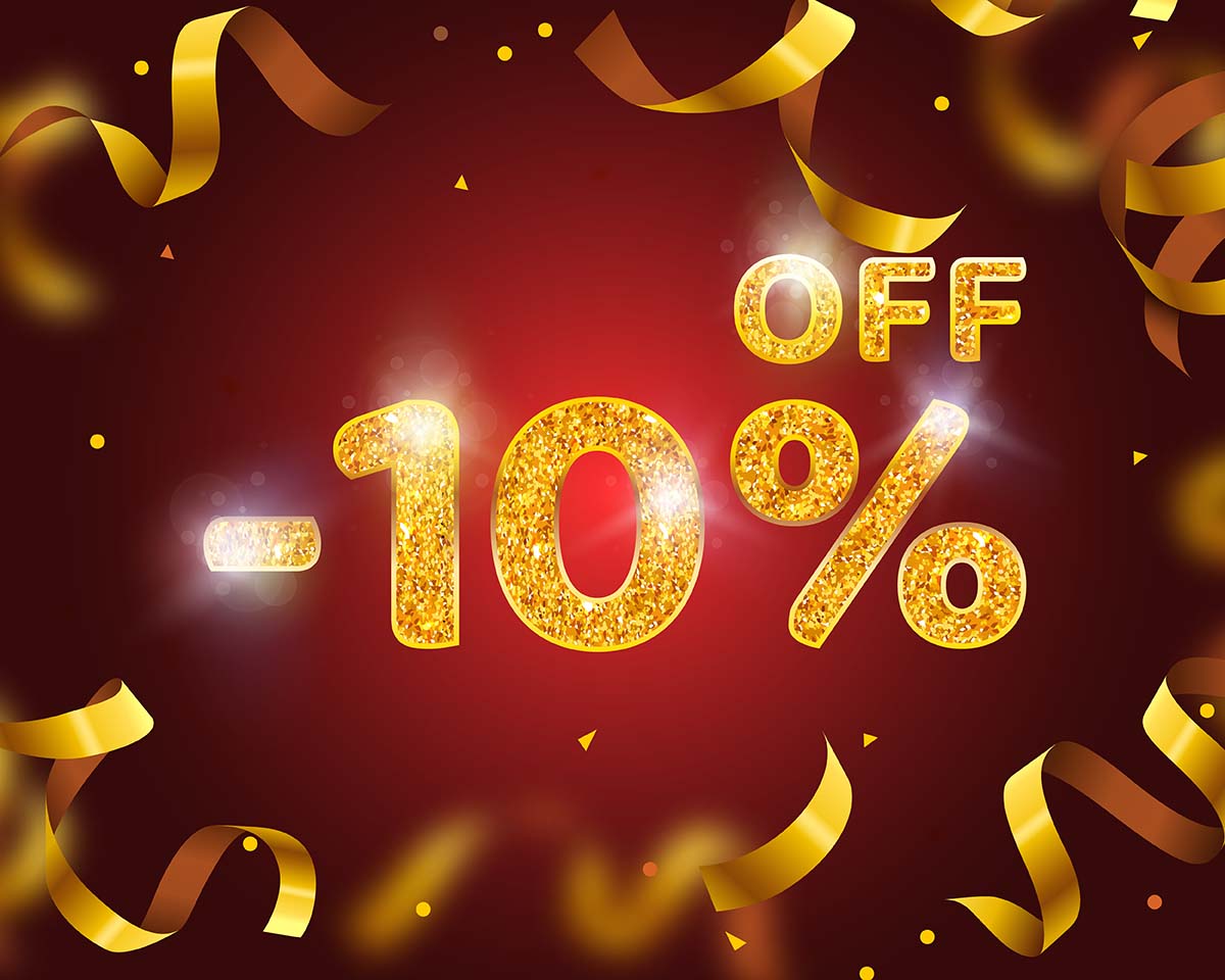 Banner con số giảm giá 10% nền màu đỏ file vector mẫu GP180