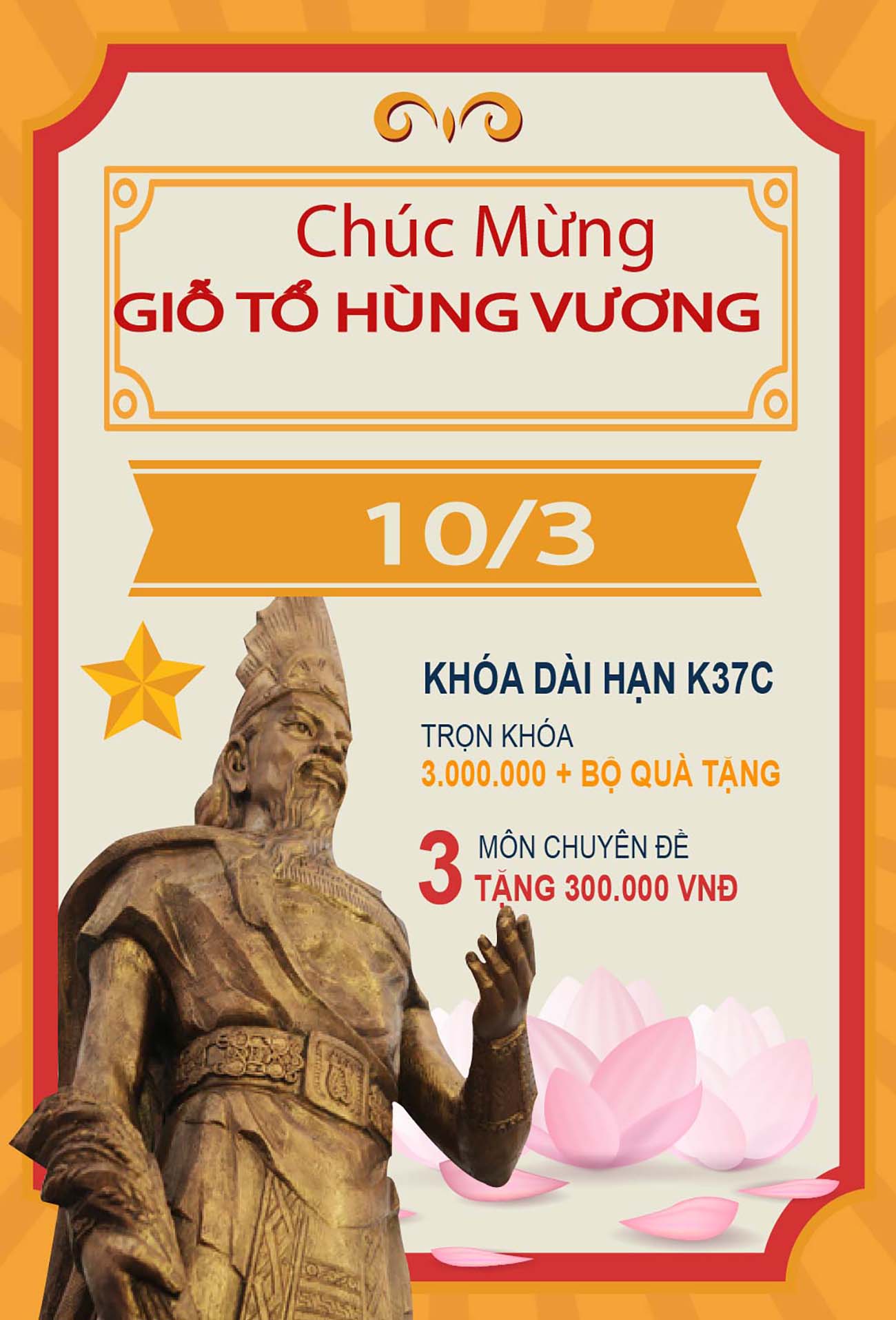 Poster mừng giỗ tổ Hùng Hương 10-3 mẫu 53 file AI