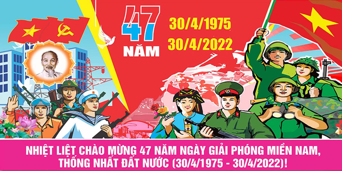 Banner kỷ niệm ngày thống nhất đất nước file CDR mẫu GP9