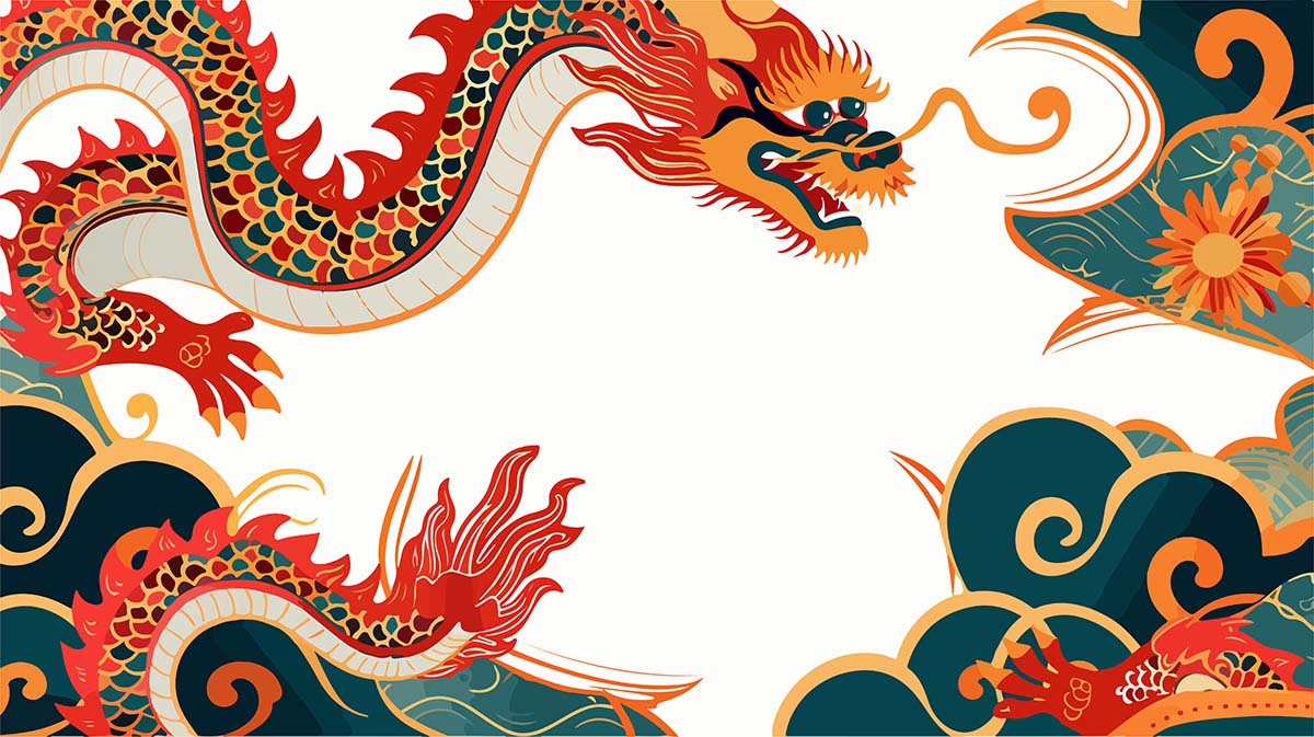 Banner con rồng uốn lượn file vector mẫu PT43