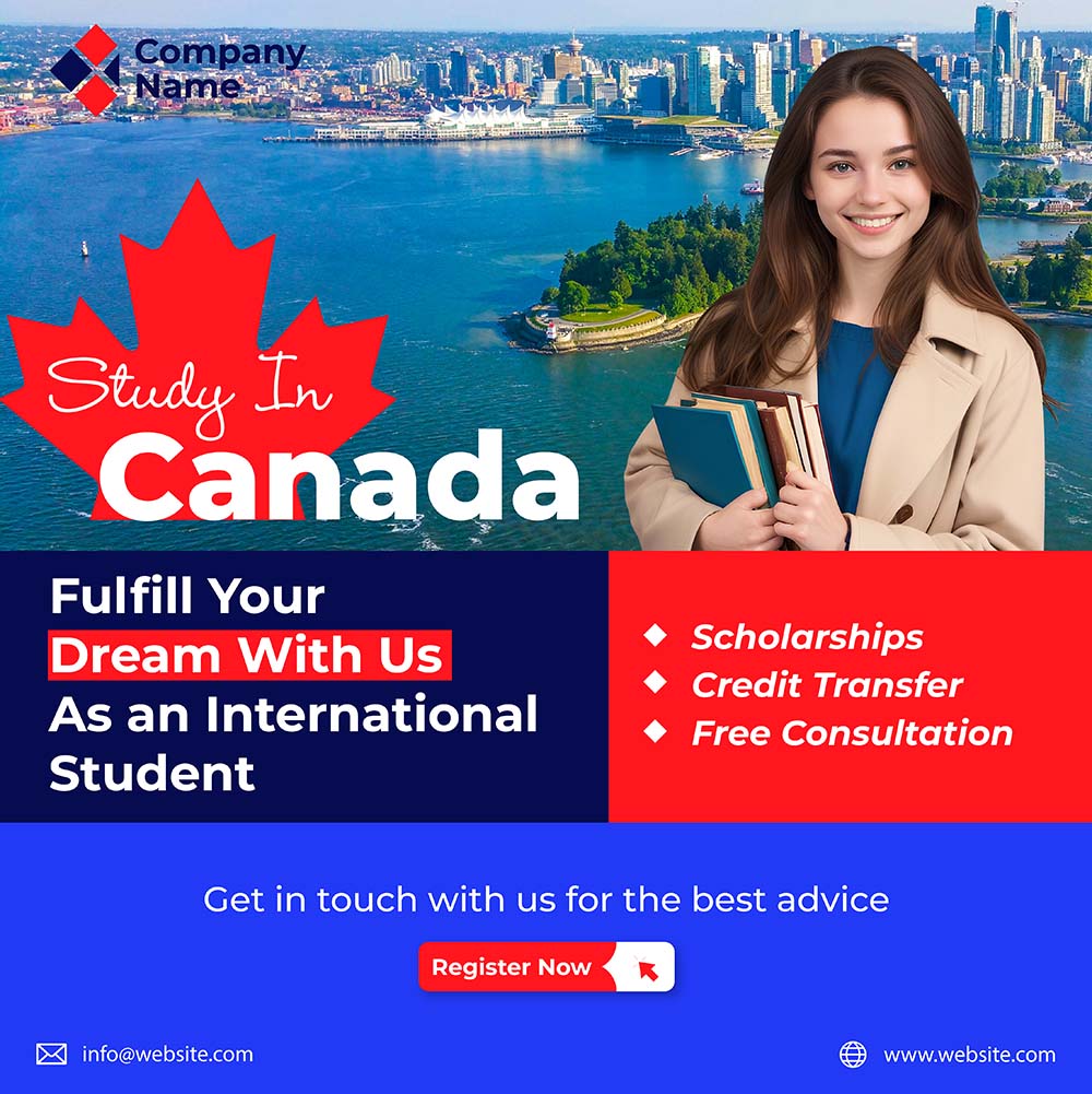 Poster tuyển sinh du học canada file vector mẫu DH98