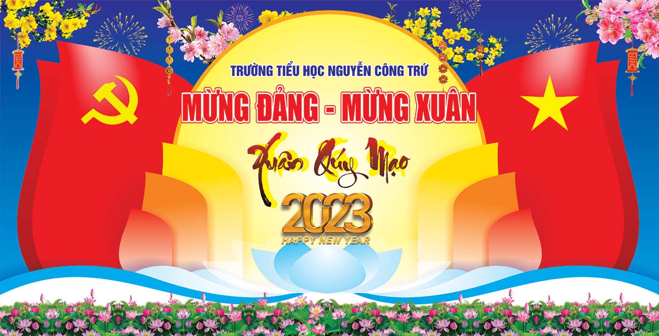 Backdrop mừng đảng mừng xuân năm mới mẫu 01 - File corel