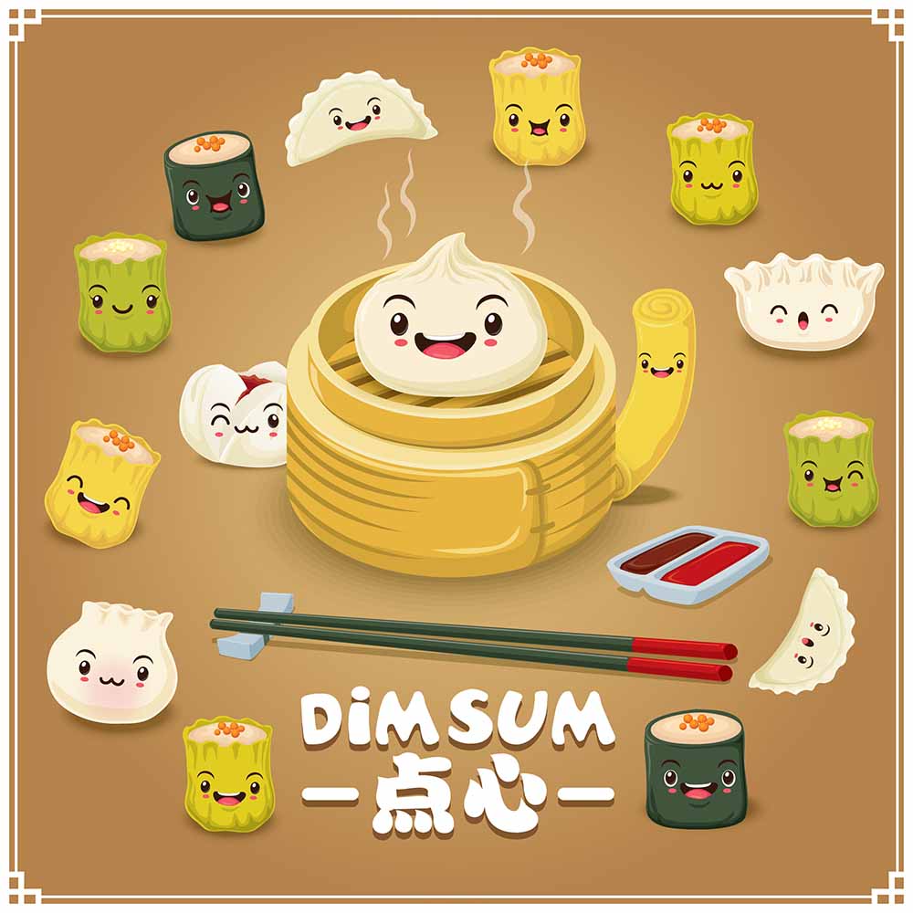 Hình minh họa bánh bao hoạt hình cute file vector mẫu số 597