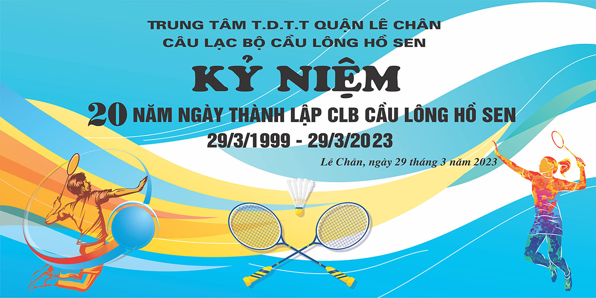 Backdrop kỉ niệm ngày thành lập CLB cầu lông mẫu 06 file PSD