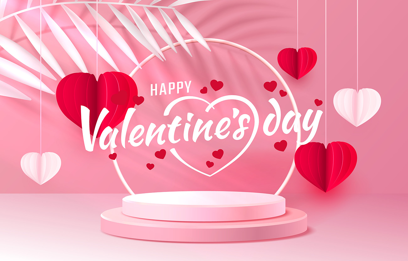 Banner bục 3d ngày valentine file EPS và AI mẫu V51