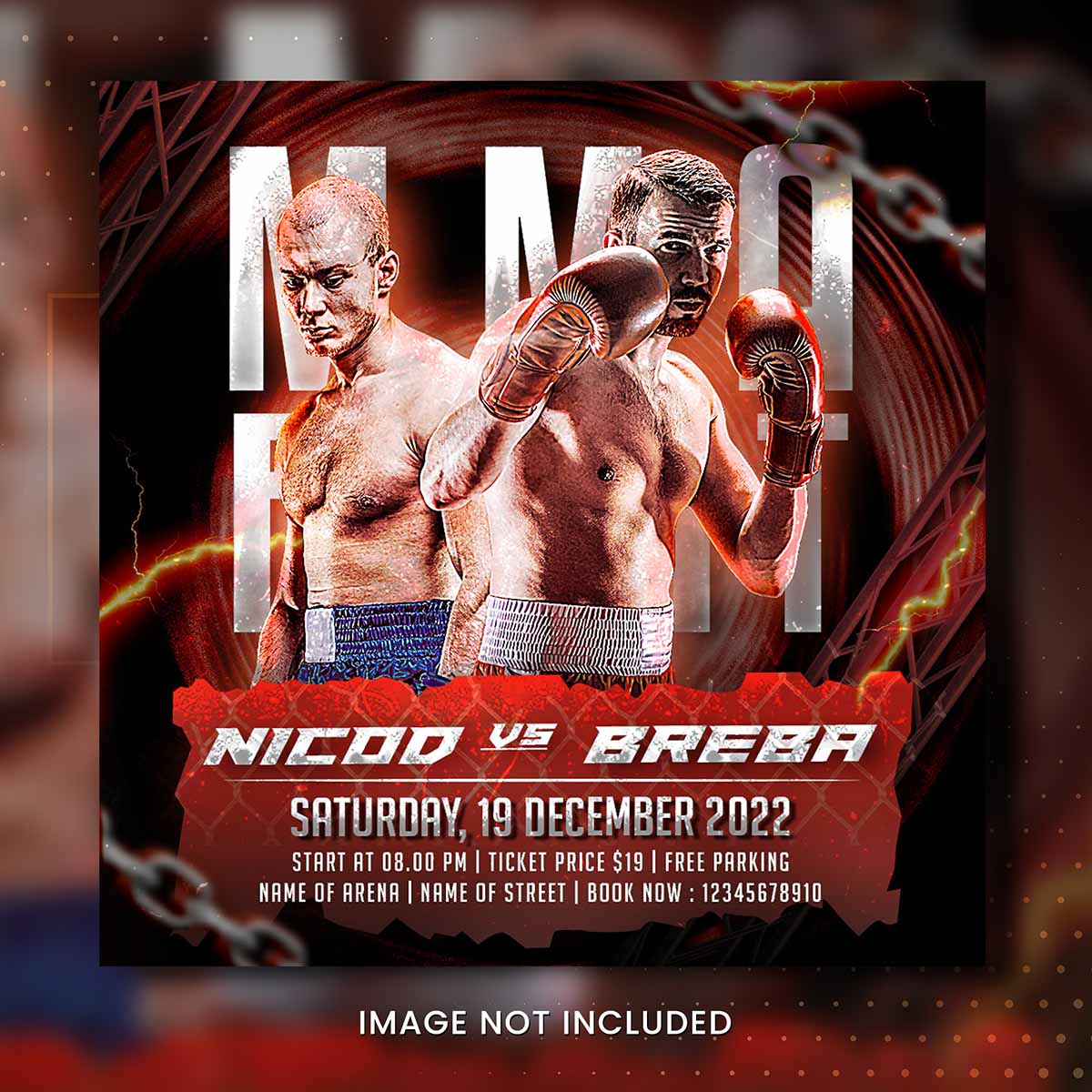 Poster thi đấu boxing file PSD - mẫu số 224