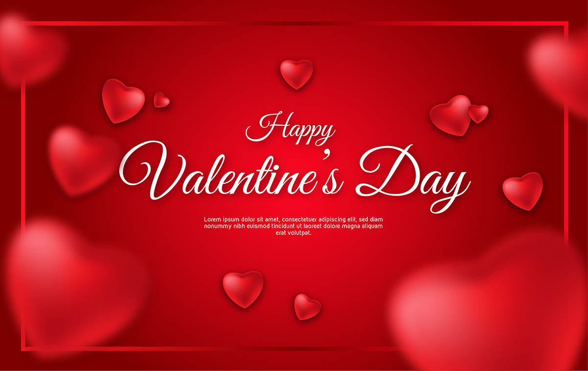 Banner valentine họa tiết trái tim nền đỏ file vector mẫu số 428