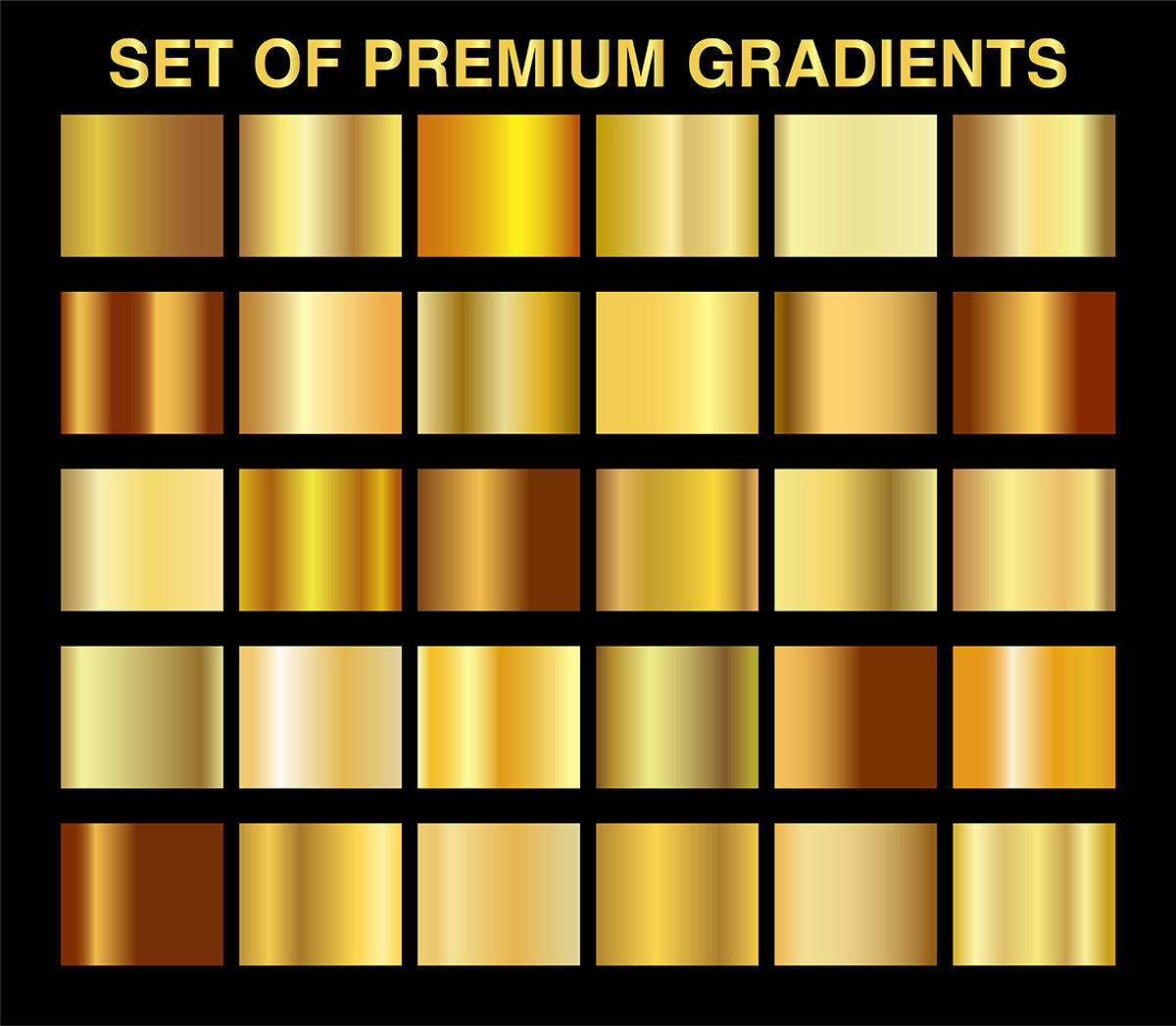 Bộ màu gold gradient sử dụng cho thiết kế file AI - mẫu số 31