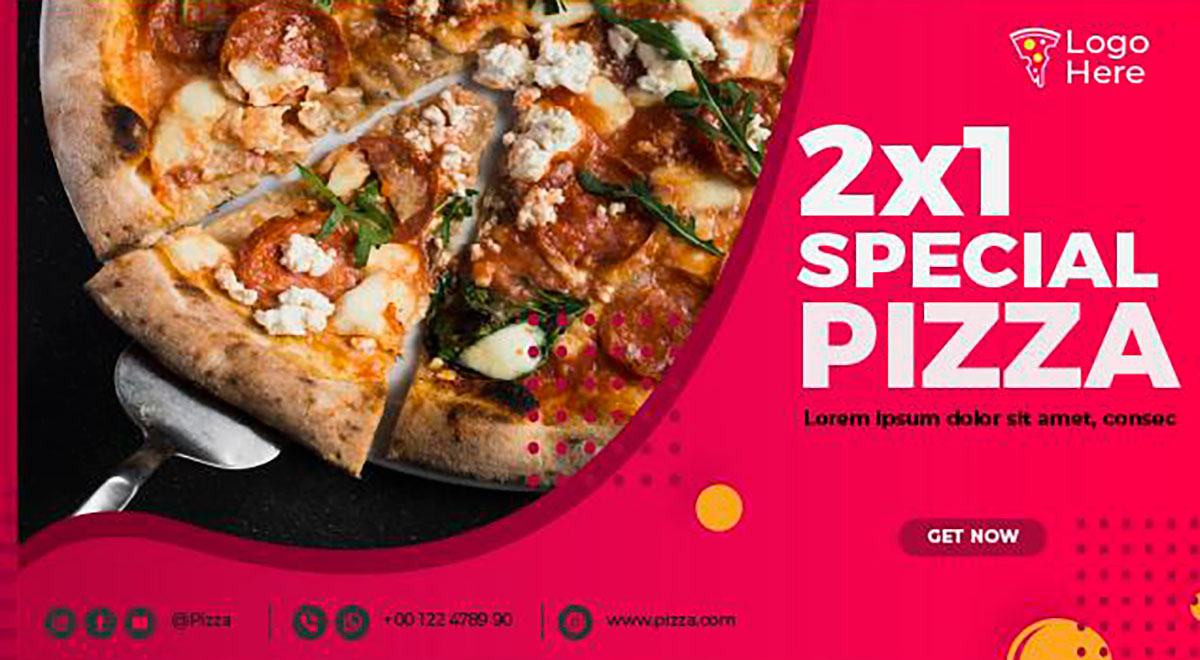 Banner quảng cáo bánh Pizza K65 file AI và EPS