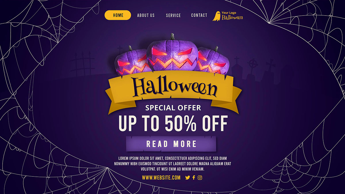 Banner lễ hội halloween file PSD mẫu MB453