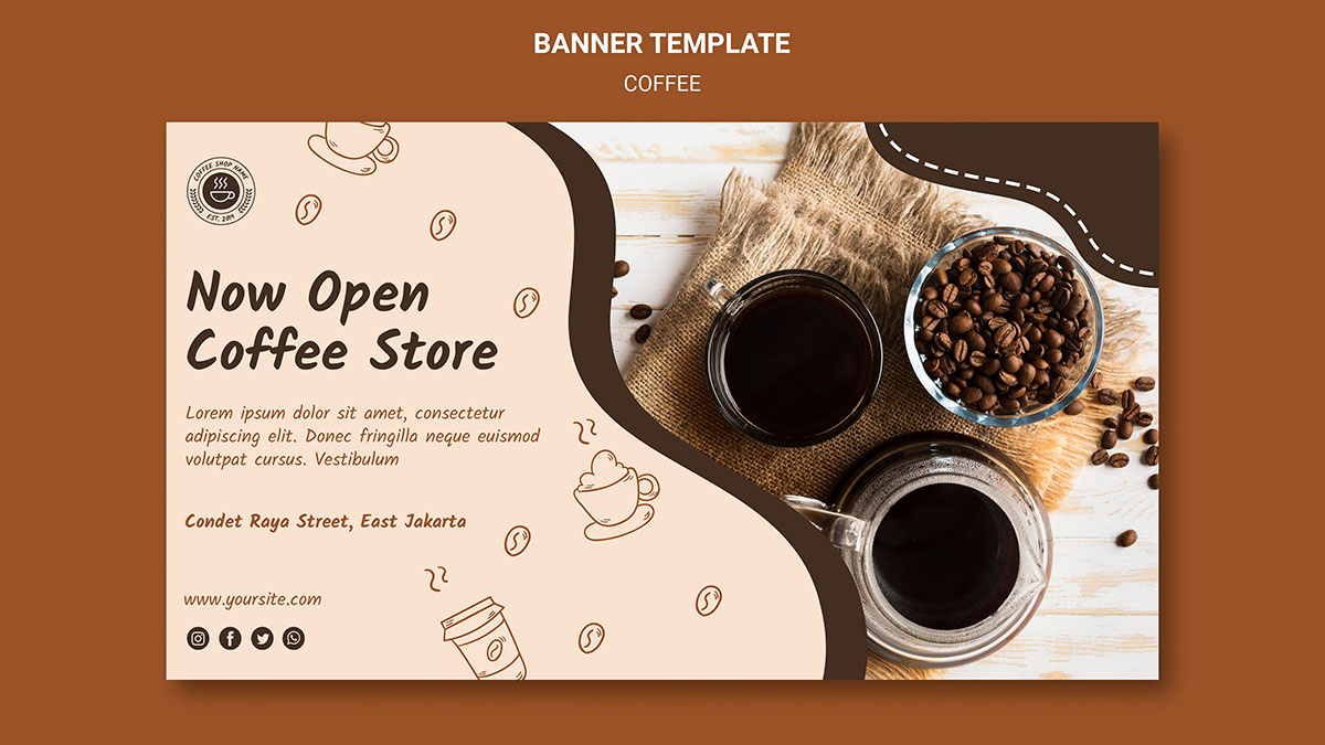 Banner quảng cáo cafe file PSD mẫu CF46