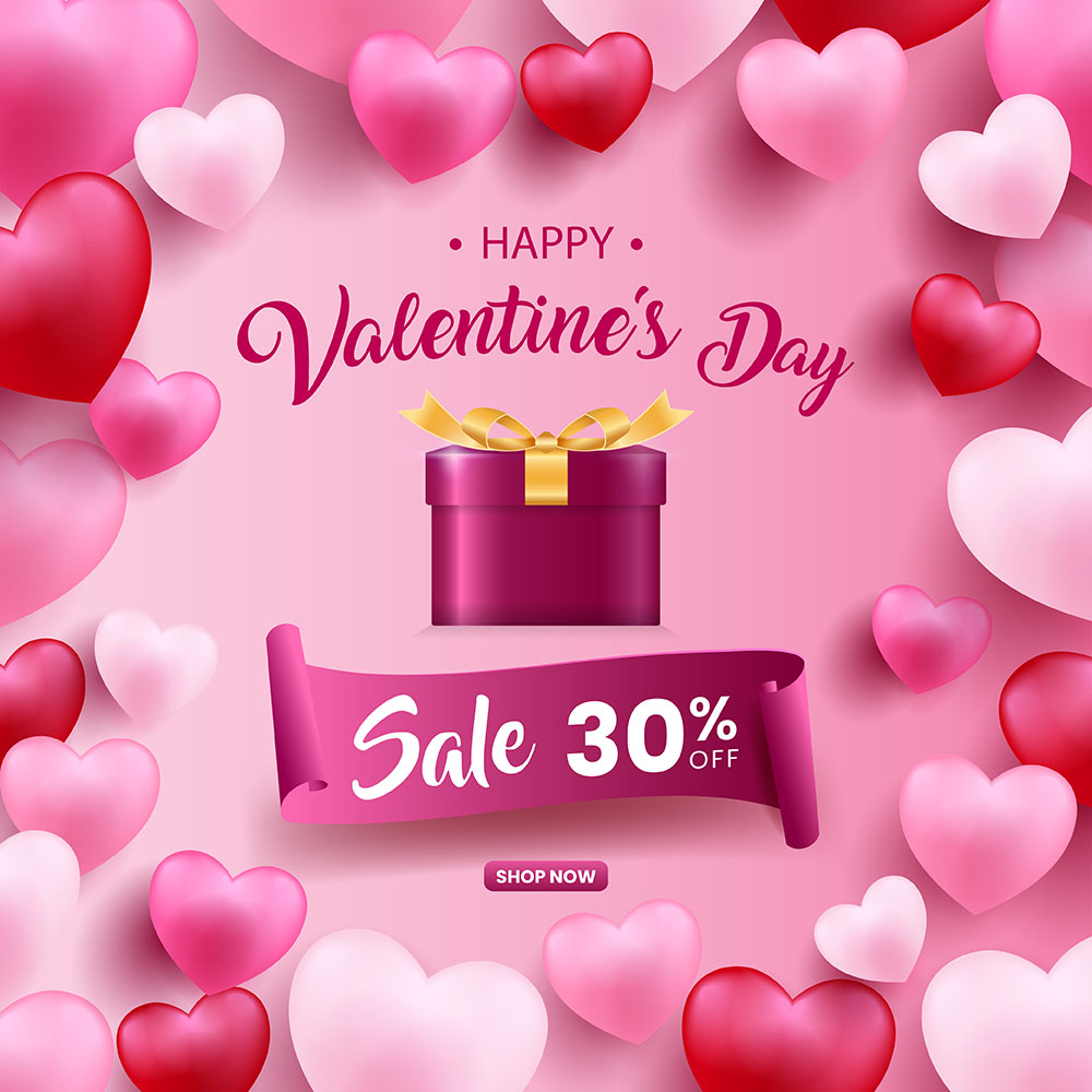 Banner sale ngày lễ valentine file vector mẫu BV374