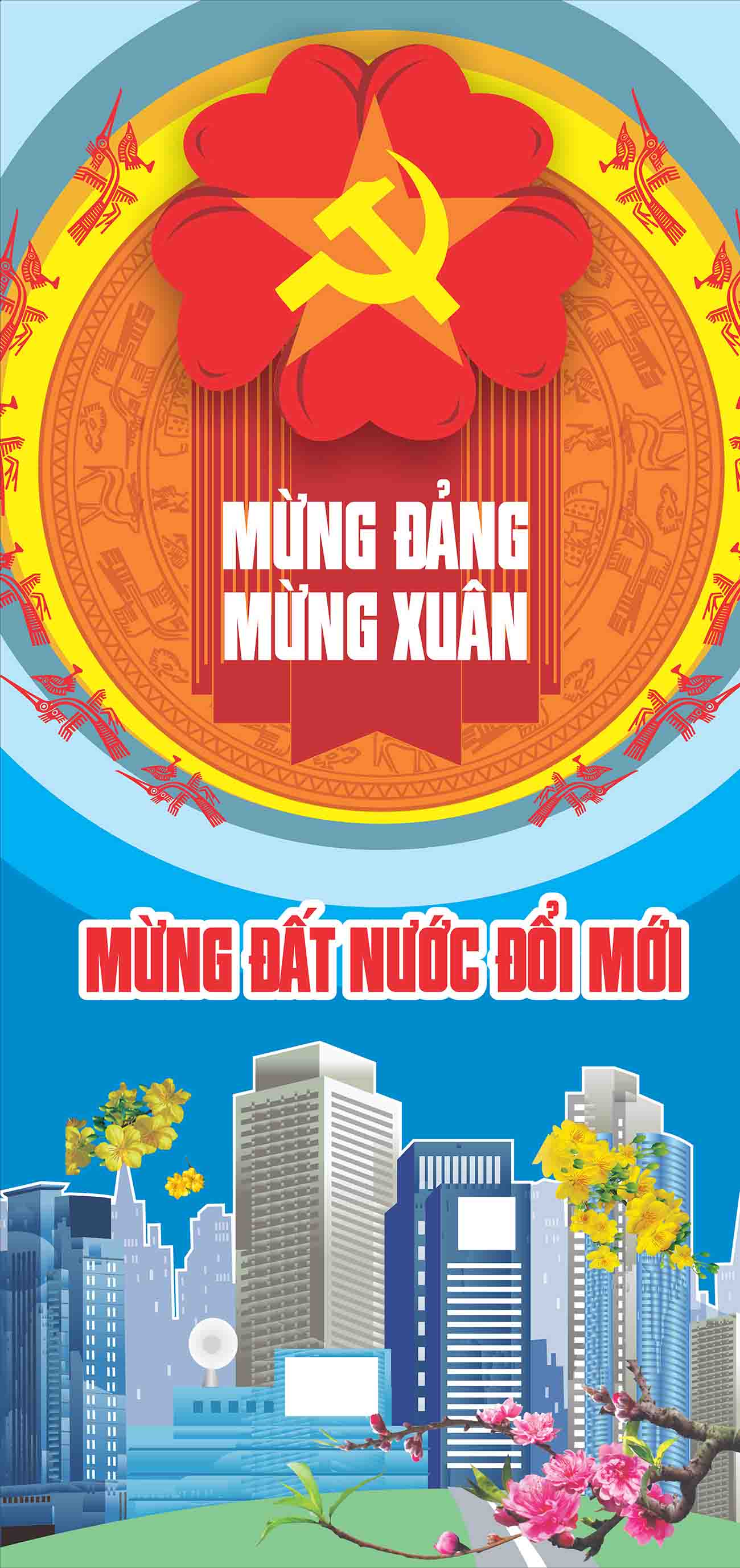 Phướn mừng Đảng mừng xuân 2024 file CDR mẫu D114