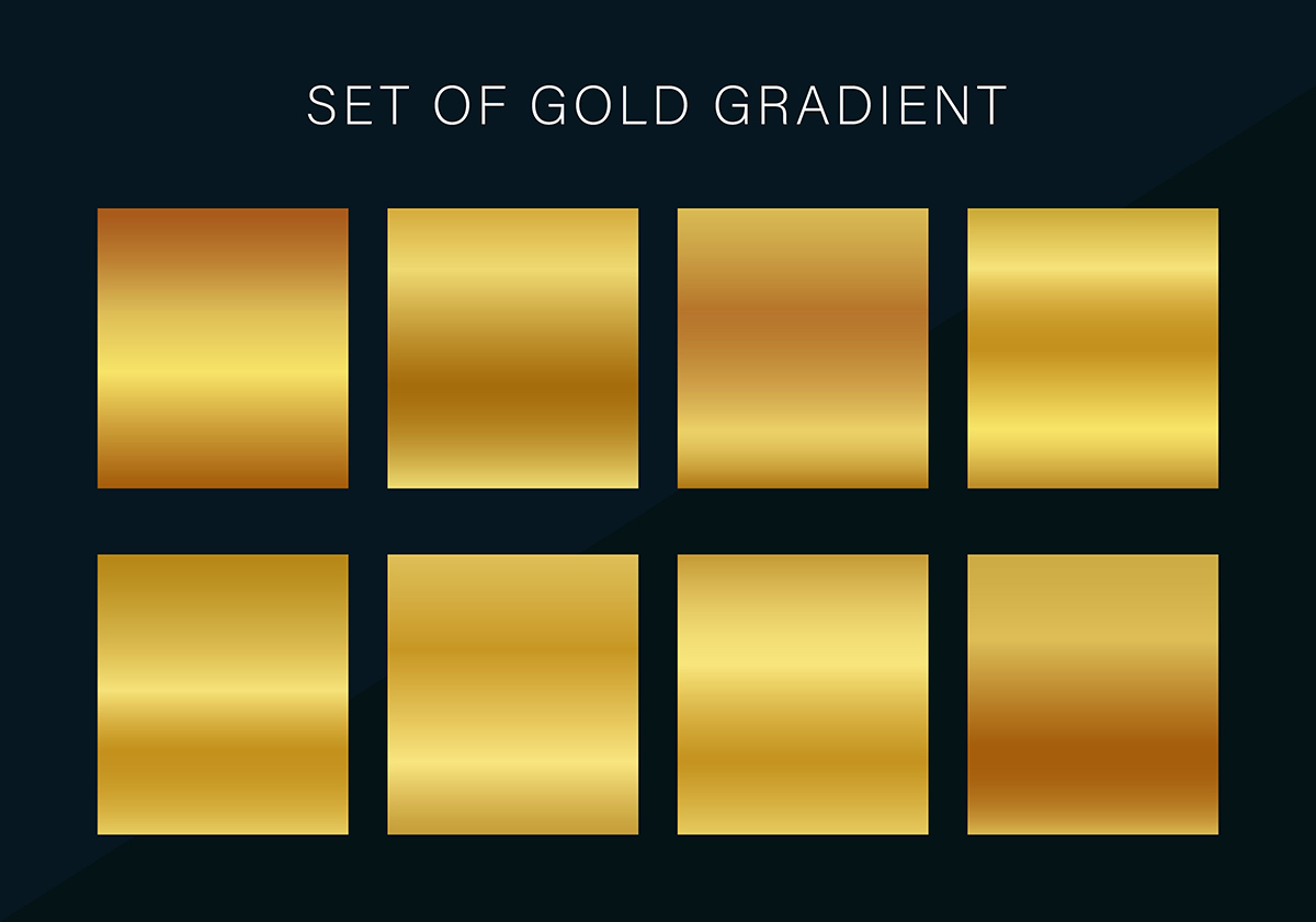 Bộ màu gradient vàng gold sang trọng cho phần mềm illustrator file AI - mẫu số 42