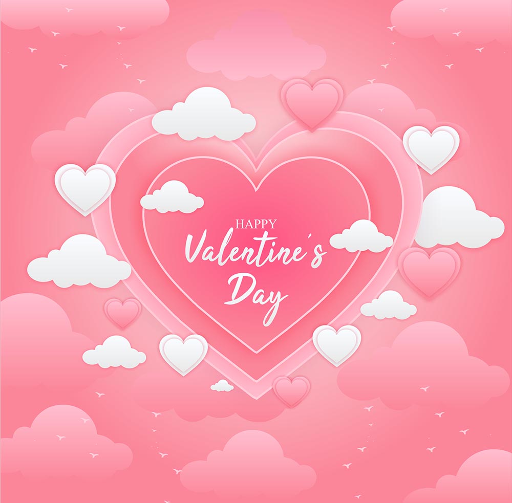 Banner trái tim hồng ngày valentine file vector mẫu số 347