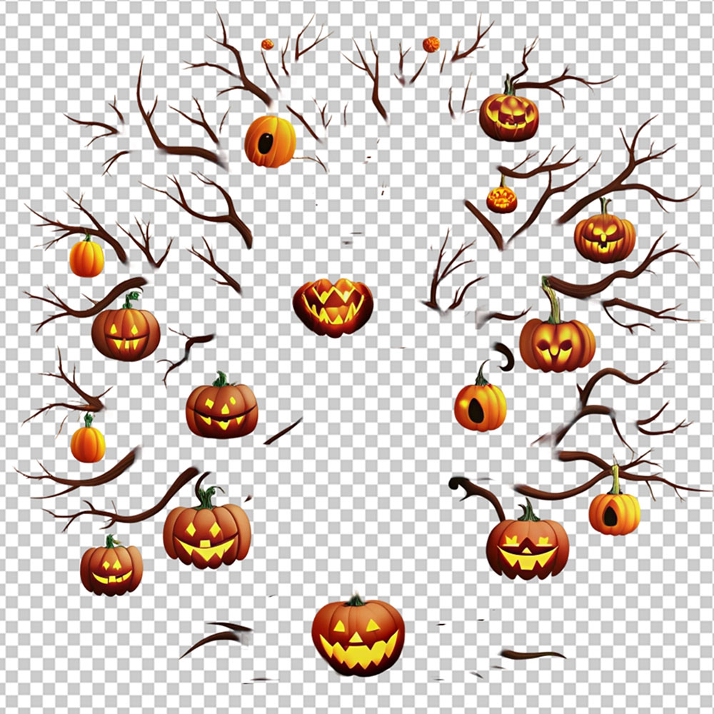 Hình minh họa đồ vật trang trí lễ hội halloween file PSD mẫu MB320