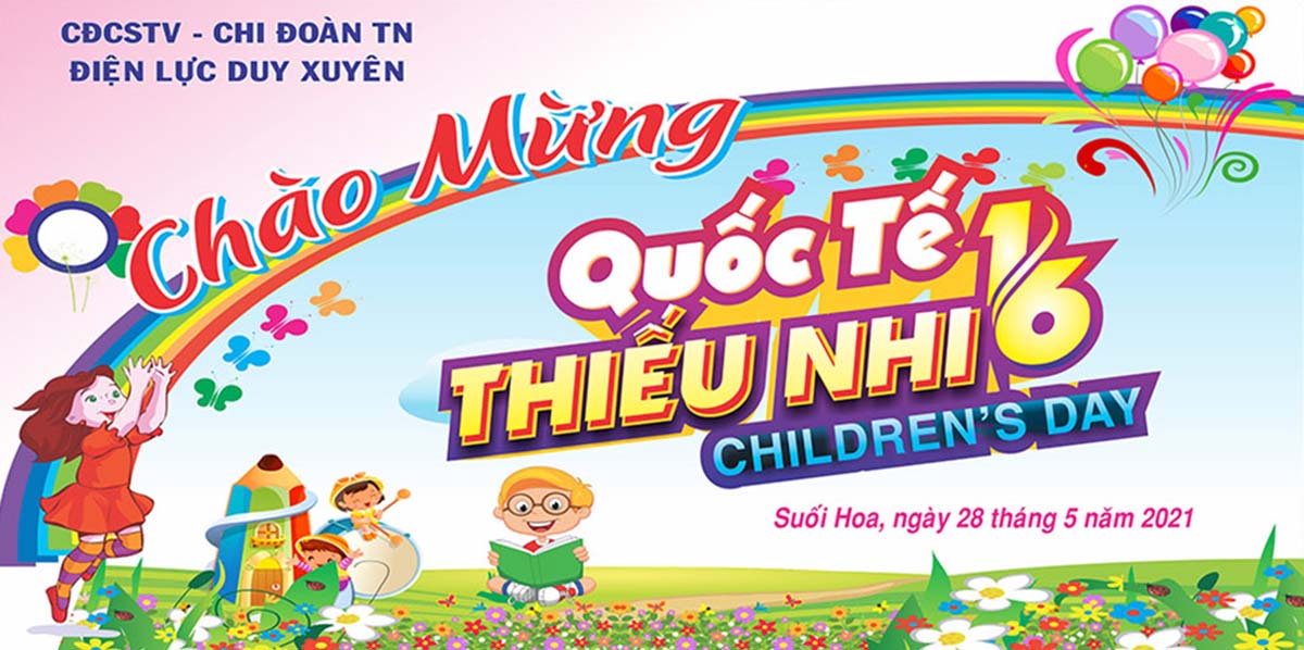 Banner vui chơi ngày quốc tế thiếu nhi file CDR mẫu TN34