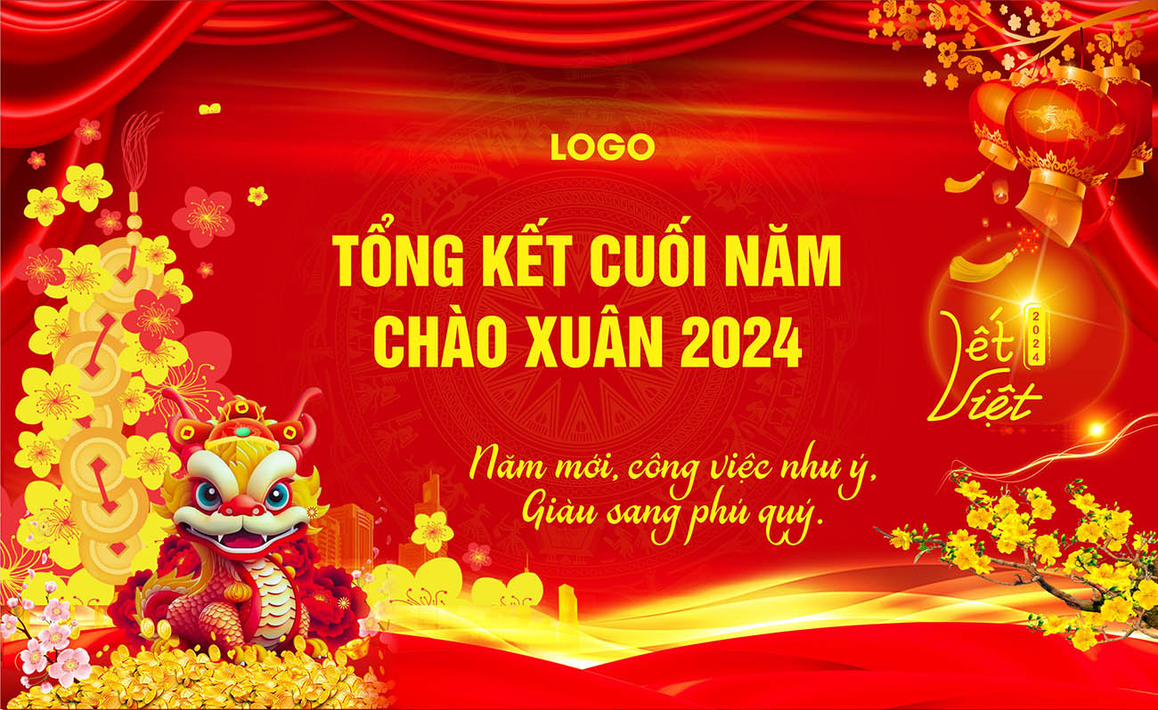 Backdrop tổng kết cuối năm 2023. Chào đón 2024 - File Corel