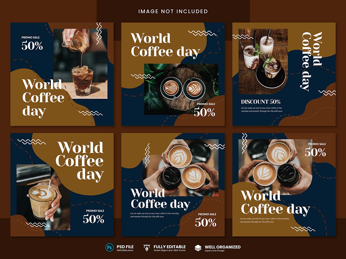 Mẫu bài đăng ảnh coffee trên instagram file PSD mẫu CF200