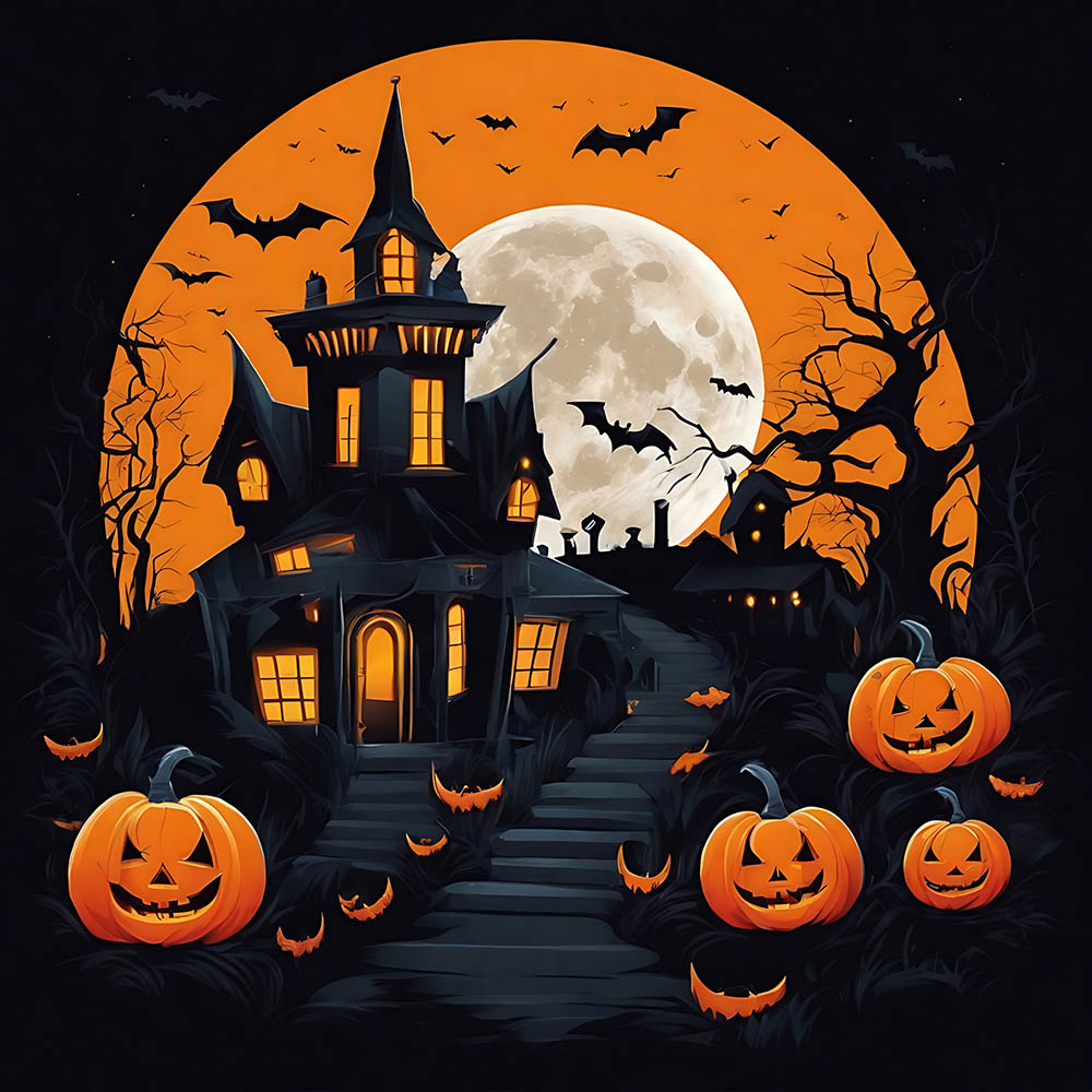 Background đêm trăng lễ hội halloween file PSD - mẫu số 258