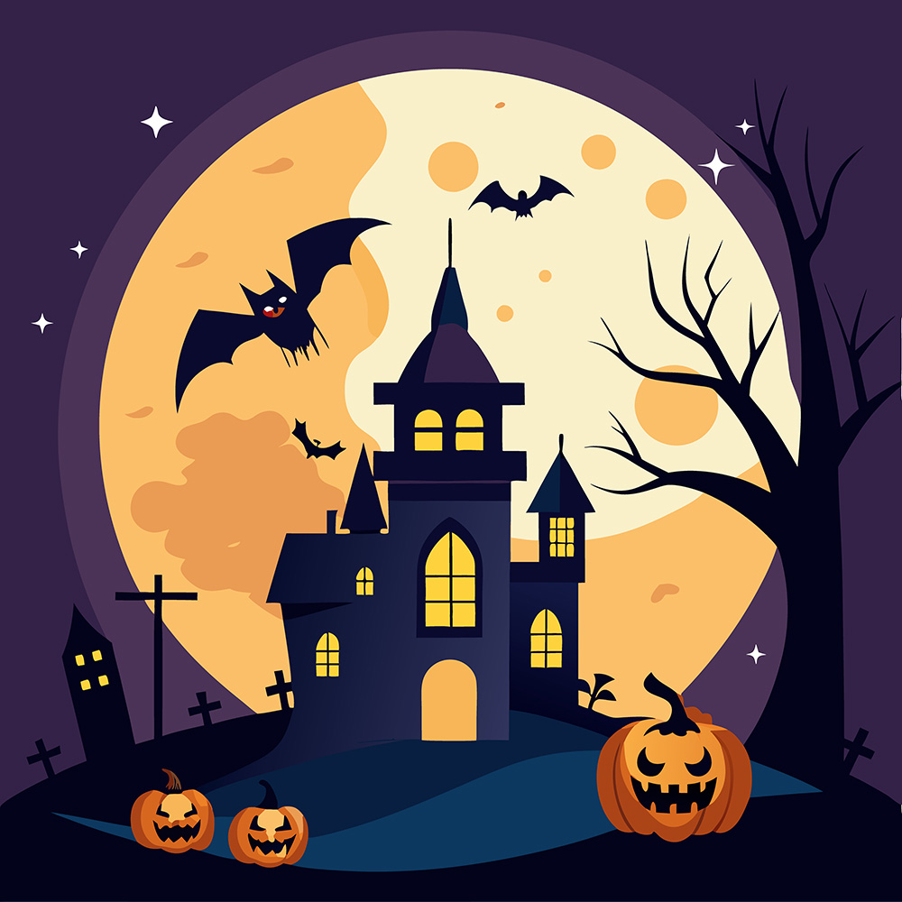 Background đêm trăng ma quái lễ hội halloween file EPS - mẫu số 142