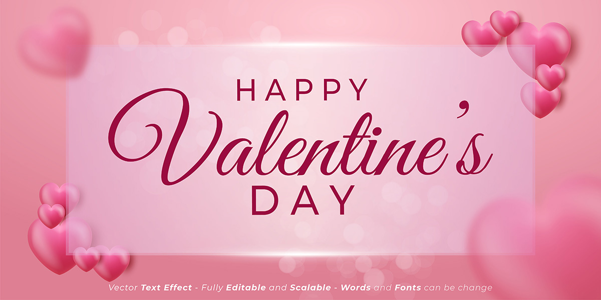 Banner dịp valentine màu hồng lãng mạn file vector mẫu BV327