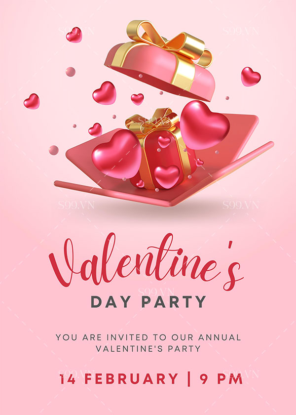 Poster hộp quà lãng mạn dịp valentine file JPG mẫu số 403