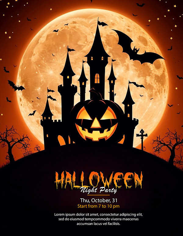 Poster lễ hội halloween kinh dị file PSD mẫu MB285