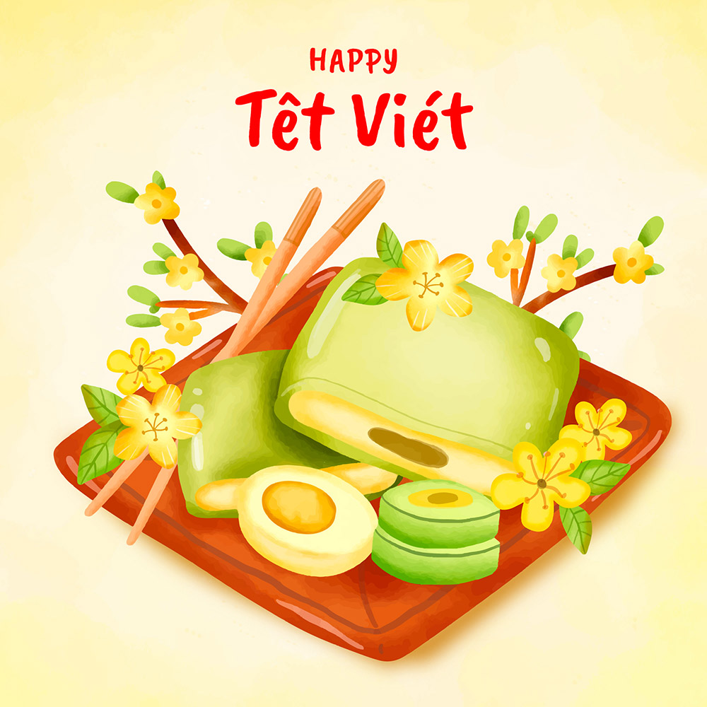 Banner bánh chưng dịp tết nguyên đán file vector - mẫu số 498