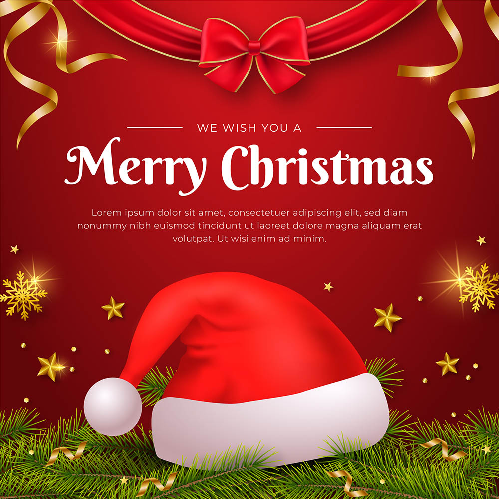 Banner mũ ông già noel file vector mẫu số 584