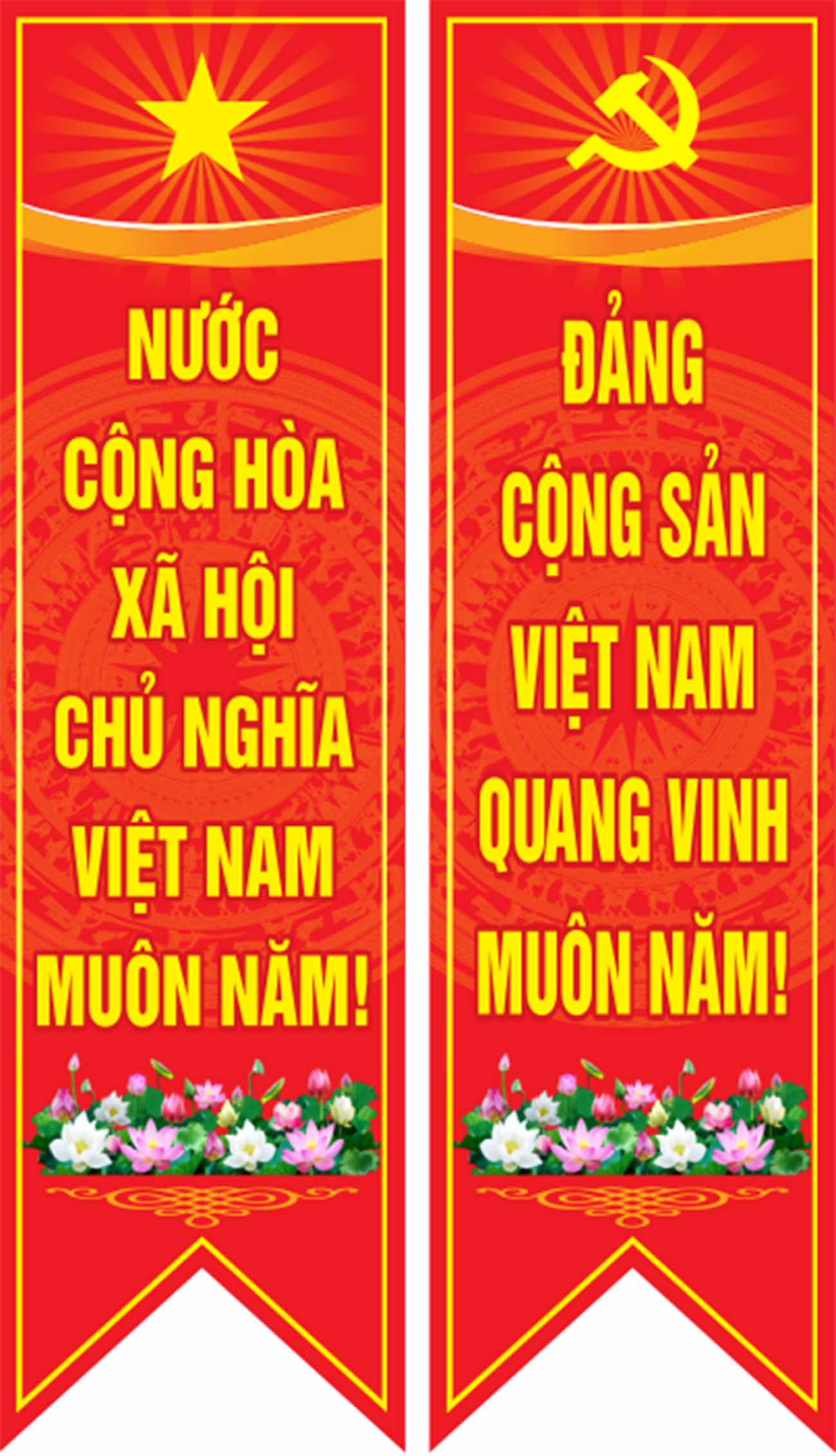 Phướn ngày lễ 04/4 và 1/5 file CDR mẫu K6