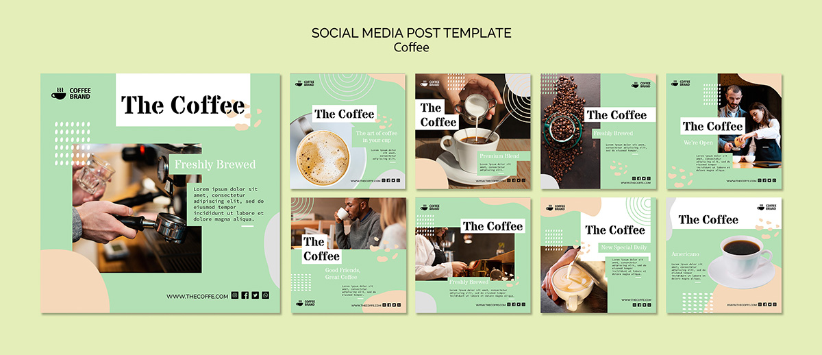 Mẫu bài đăng ảnh coffee trên mạng xã hội file PSD mẫu CF185