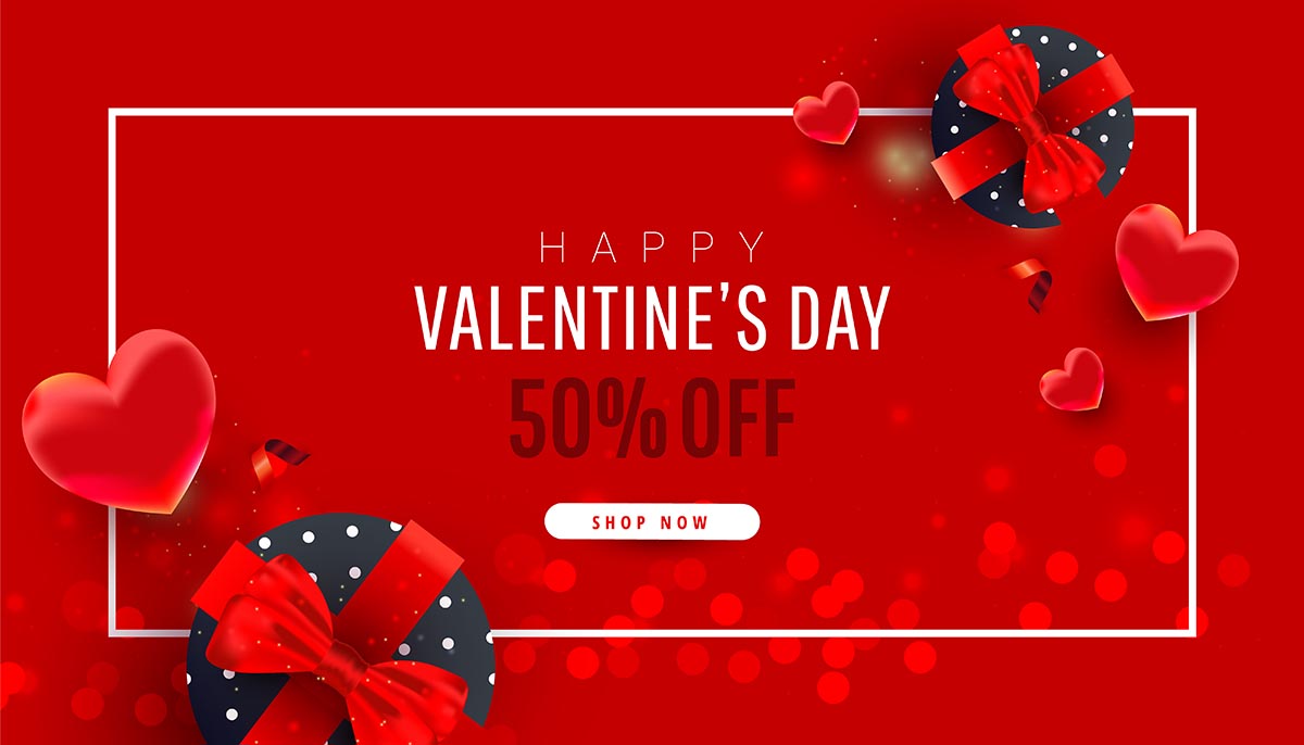 Banner sale ngày valentine nền đỏ file vector mẫu số 719