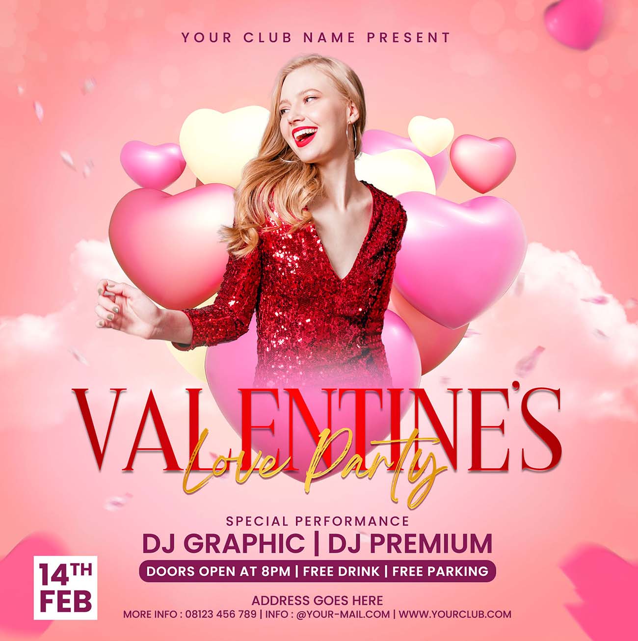 Poster ngày valentine file PSD mẫu V23