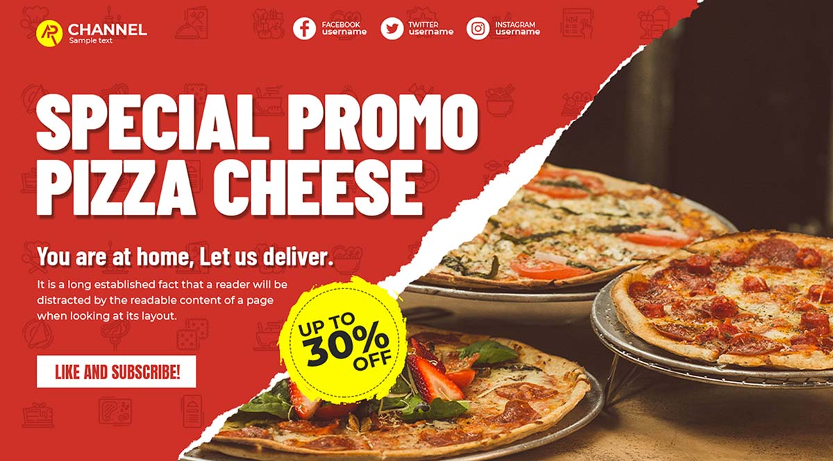 Banner quảng cáo bánh Pizza phô mai K136 file PSD