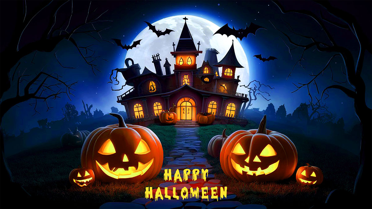 Background lâu đài kinh dị lễ hội halloween file PSD - mẫu số 291