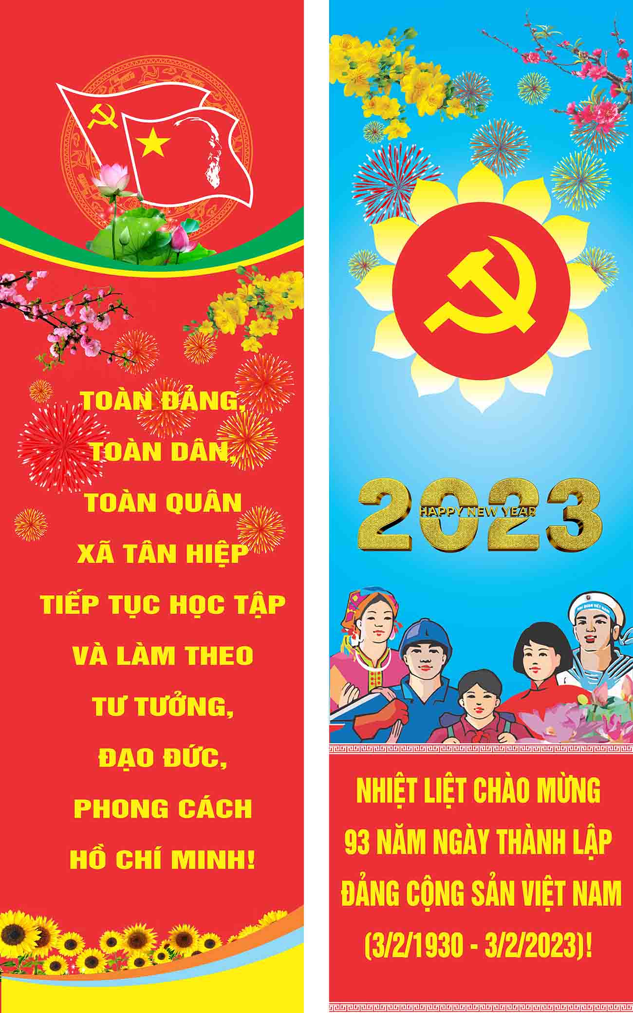 Phướn mừng Đảng mừng xuân 2024 file CDR mẫu D58