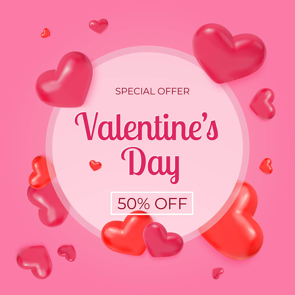 Banner giảm giá dịp valentine hình ảnh trái tim file vector mẫu số 335