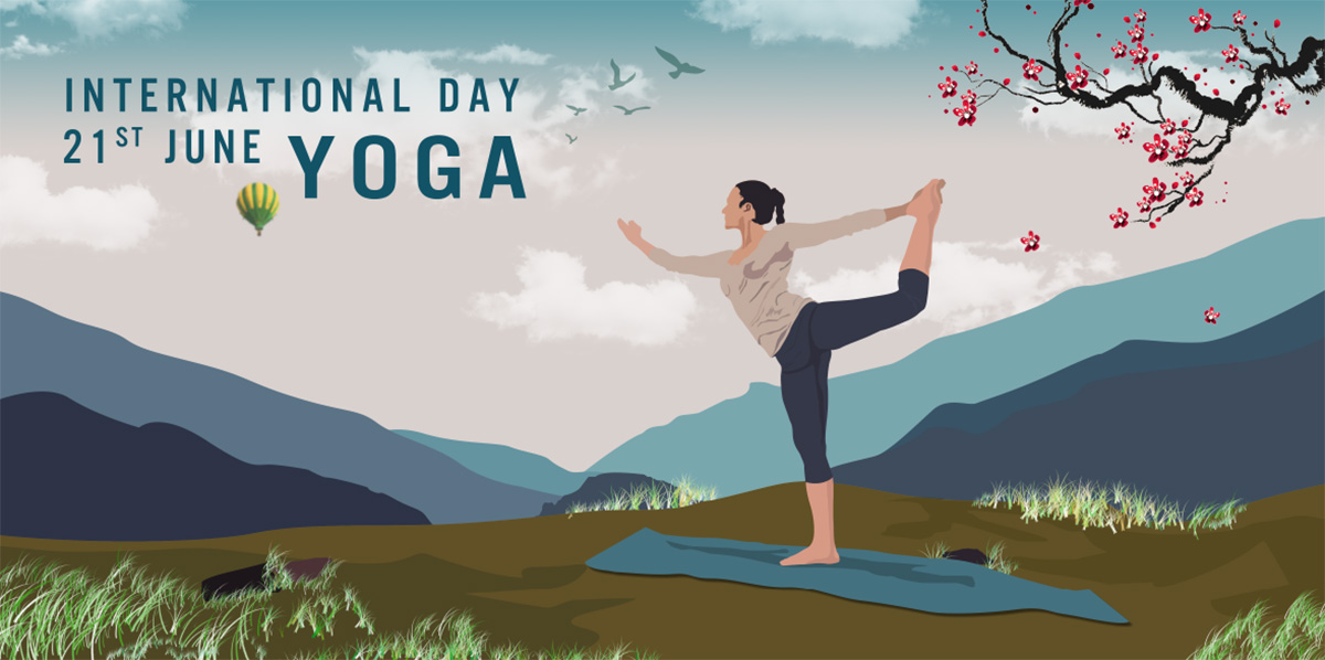 Banner dáng tập yoga cùng thiên nhiên file PSD - mẫu số 824