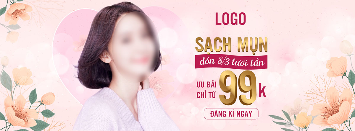 Banner quảng cáo làm sạch mụn tại spa file vector mẫu KF5