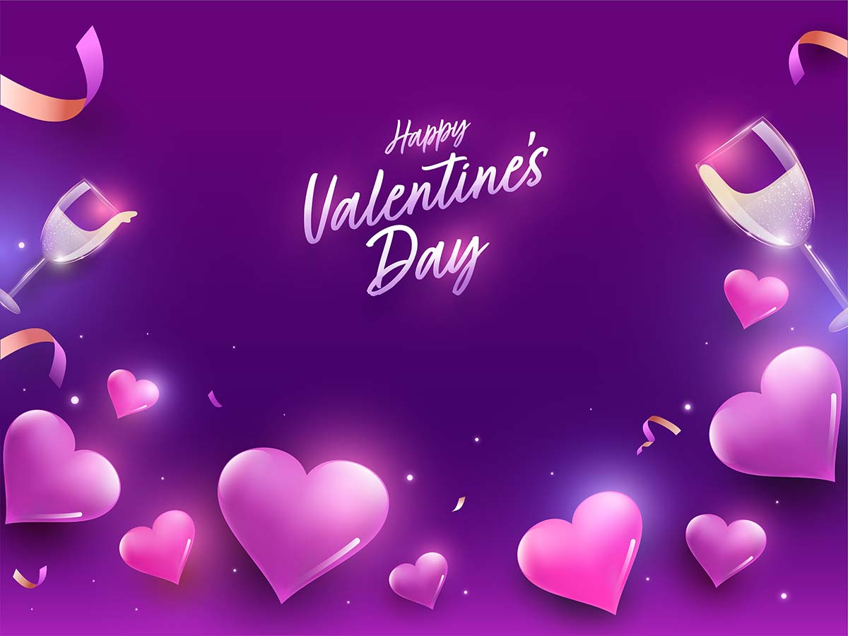 Banner dịp ngày valentine nền tím file vector mẫu số 219