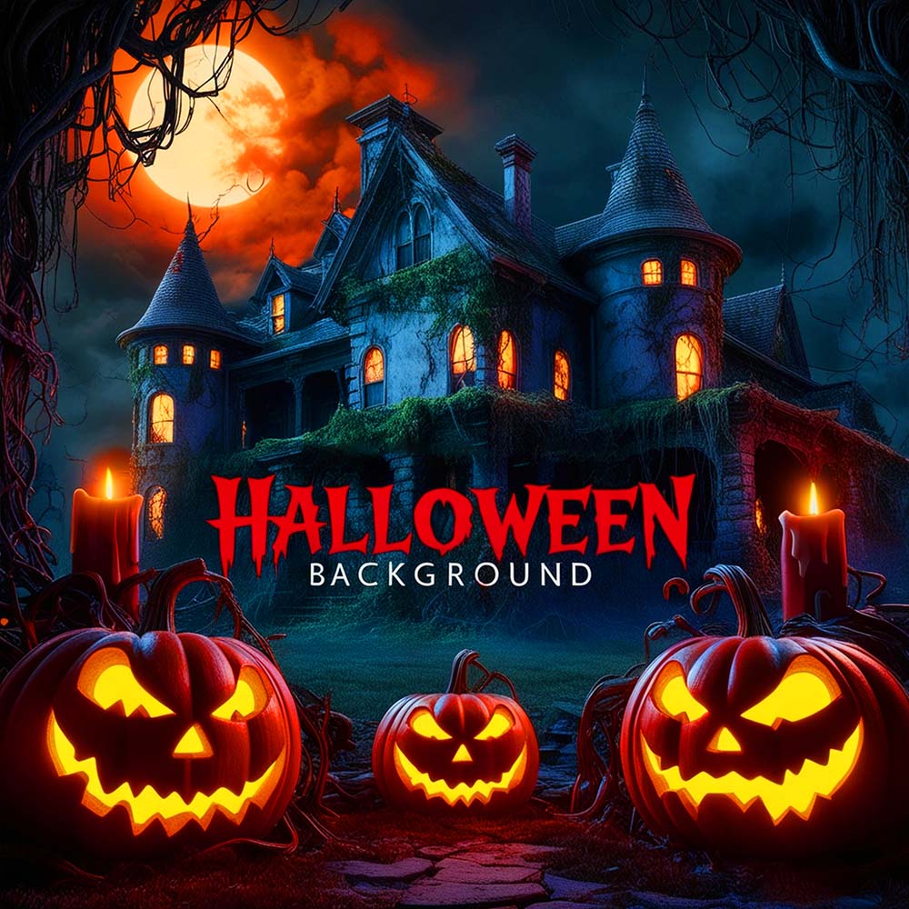 Banner lâu đài kinh dị lễ hội halloween file PSD - mẫu số 446