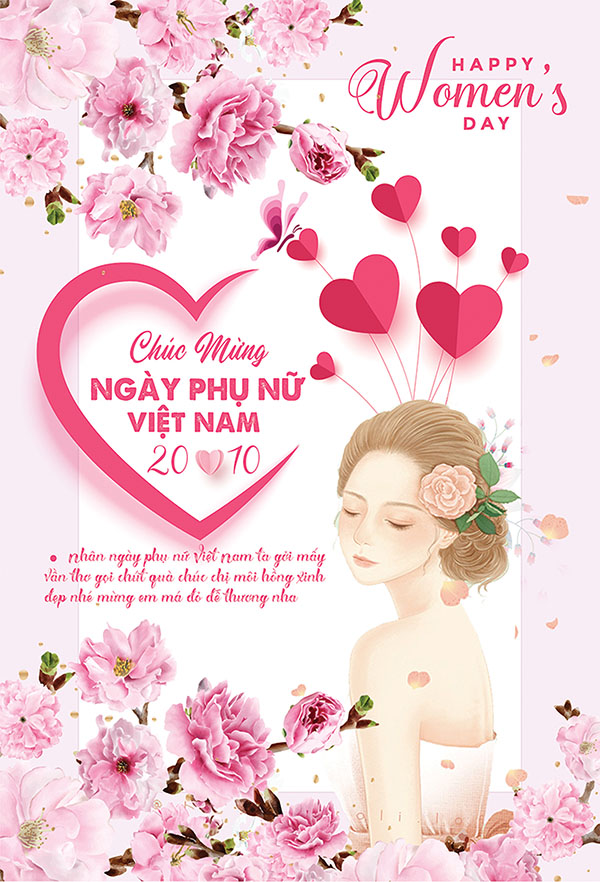 Thiệp chúc mừng ngày phụ nữ việt nam file EPS và AI mẫu PN244