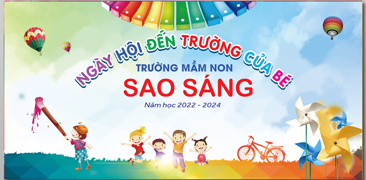 Backdrop ngày hội đến trường file Corel - mẫu số 244