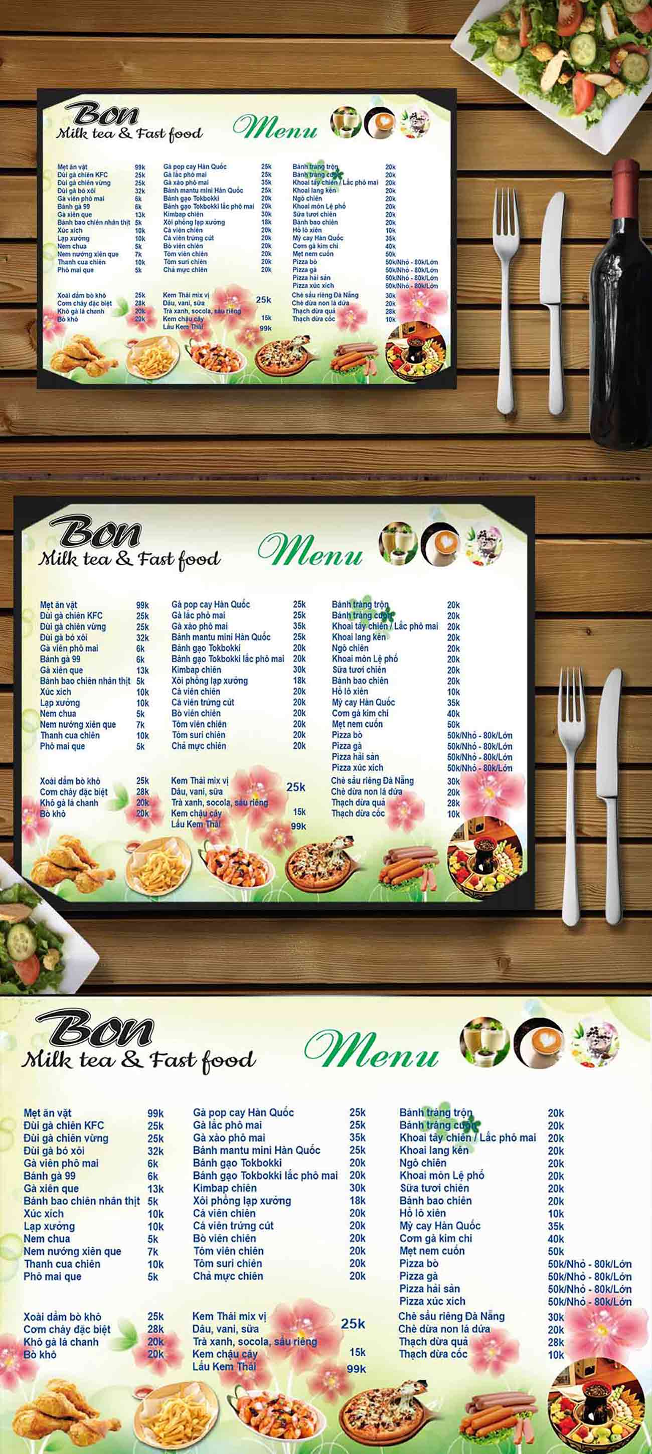 Menu quán Bon file CDR