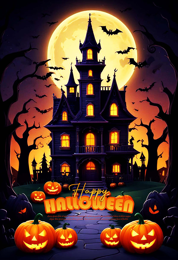 Poster lễ hội halloween kinh dị file PSD mẫu MB286